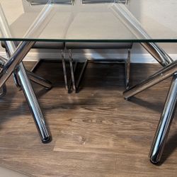 🍽️ Modern Glass Dining Table Set – 6 Chairs + Bench