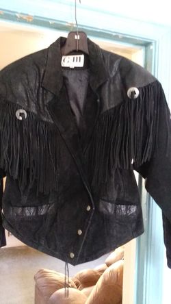 Leather fringed jacket