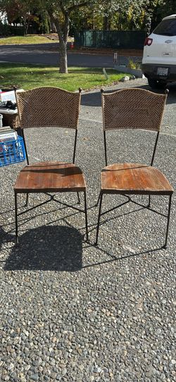 Wood And Rod Iron Solid Chairs