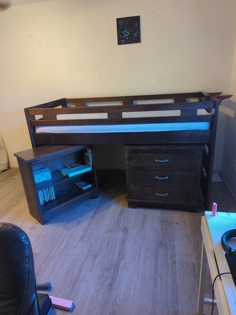 Bunk Bed/ Elevated Bed With Study Cubby Below 