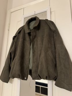 Brown faux suede jacket, zip-up style. Size S.