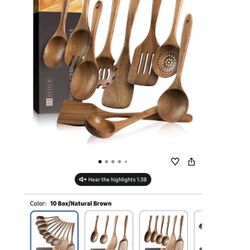Brand new, Wooden Spoons for Cooking, Nonstick Cooking Utensil Set with 10 Piece Acacia Wooden Spatulas and Spoons for Cooking, Terrific for Everyday 