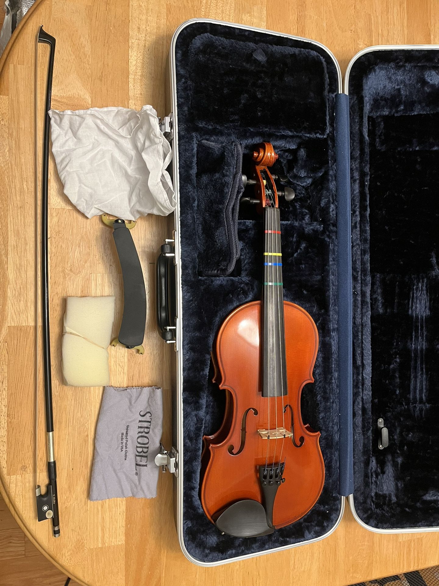 3/4 Size Violin Outfit, Strobel ML80, Case, Bow, & Shoulder Rest, Excellent Condition
