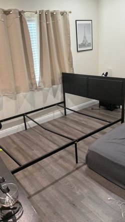 Black Metal Bed Frame with Headboard