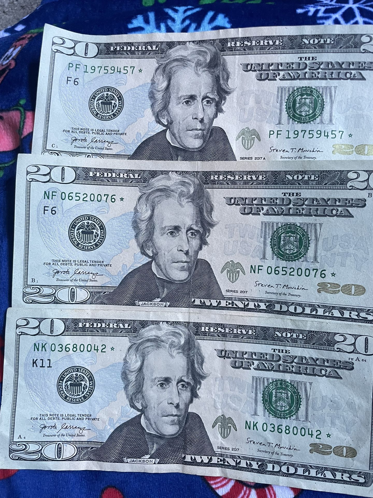 3 $20 star notes 2017