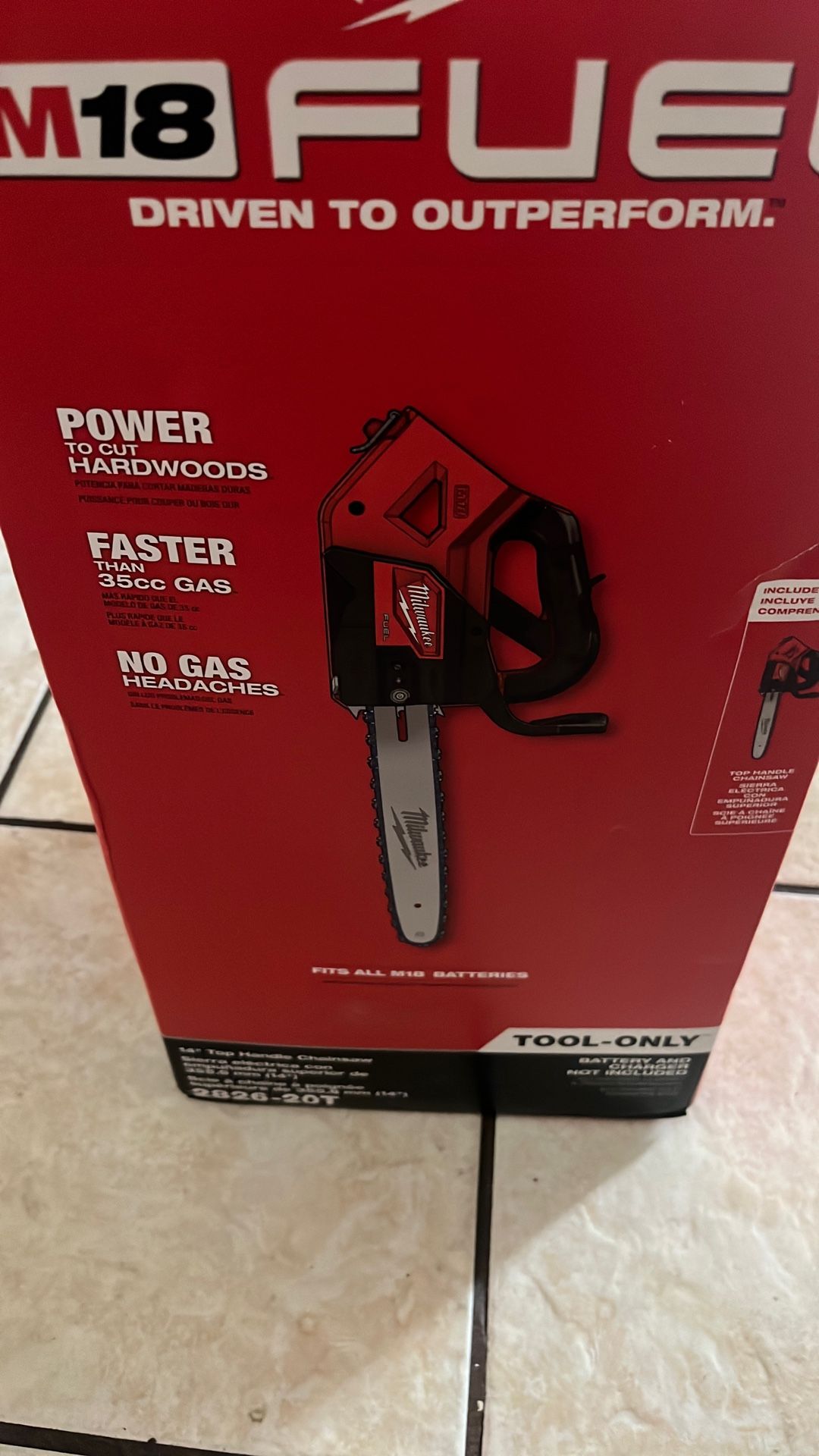 New Milwaukee Fuel M18 FUEL 14 in. 18V Lithium-Ion Brushless Cordless Battery Top Handle Chainsaw (Tool Only