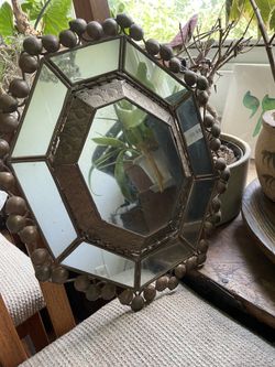 Vintage Brass Wall Mirror