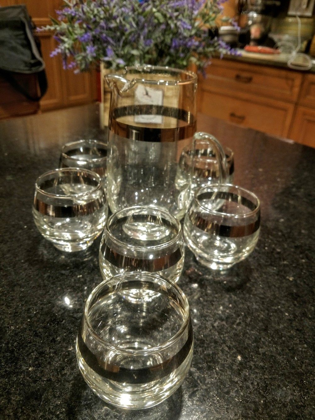 Vintage Cocktail Pitcher With Glasses
