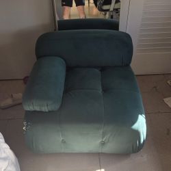 Modular Teal Velvet Armchair / Ottoman (Modern Style)