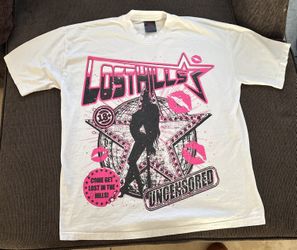 Lost Hills "Uncensored" T Shirt , White Pink Neon Graphic Streetwear Size: XL