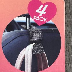 New Glam Ride Pack of 4 Rhinestone Headrest Seat Hooks