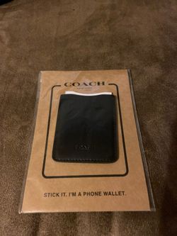 Coach Leather Phone Wallet Pocket Sticker Black