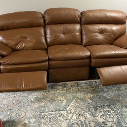 Leather Sofa. Three Seater. Two Electrical Recliners.