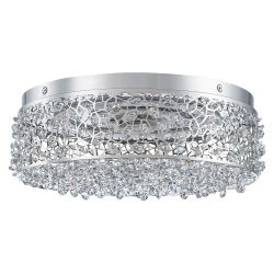 LED Flush Mount Ceiling Light with Stainless Steel Shade and Crystal