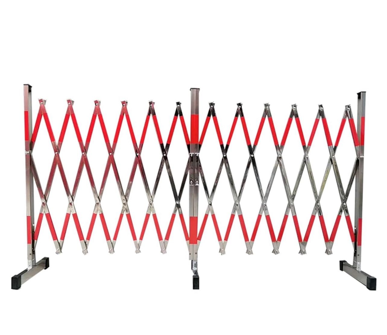 Stainless Steel Retractable Fence Mobile Barricade Safety Barrier Expandable Metal Barricade Stanchions for Garages Schools Malls Space Saving,Silver-