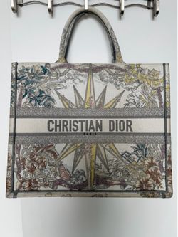 Christian Dior Large Book Tote Dioriviera Floral Embroidered Canvas Italy Bag