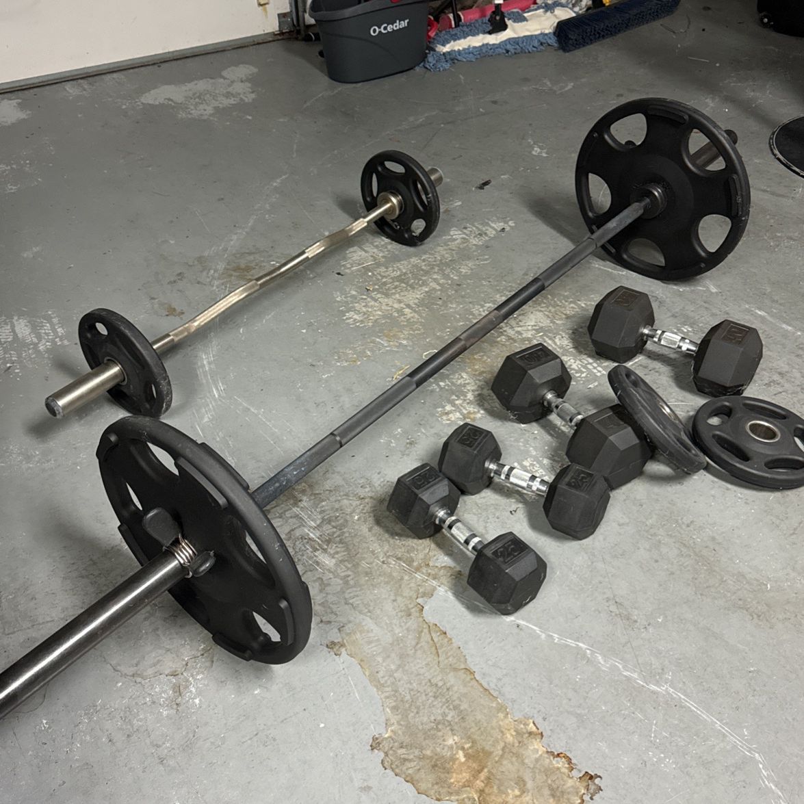 Olympic Bar/ Curling Bar And Weights