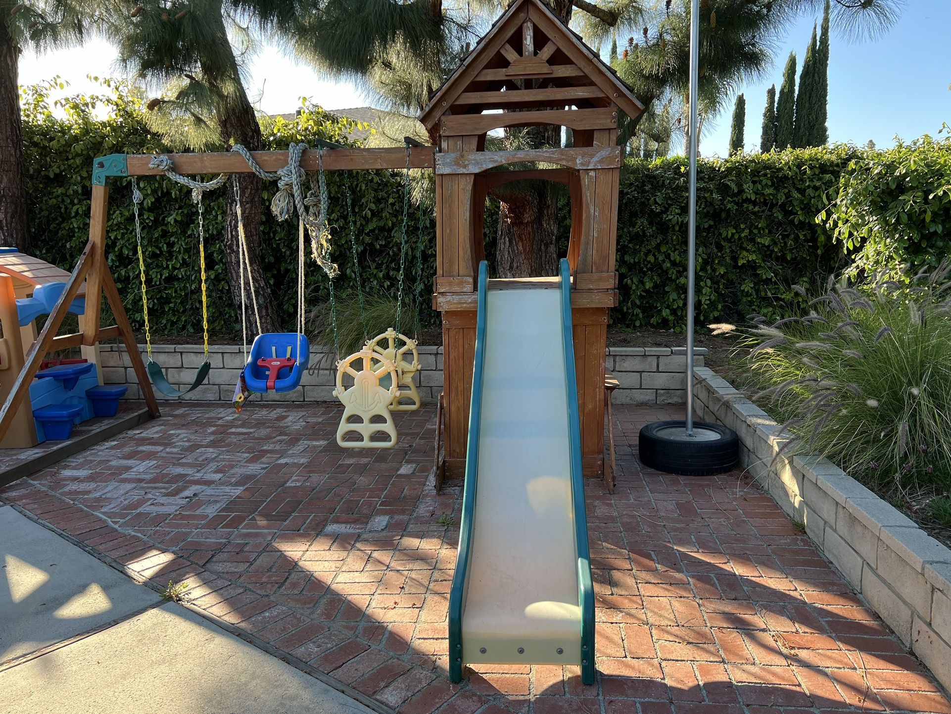 Outdoor Swing And Slide Set