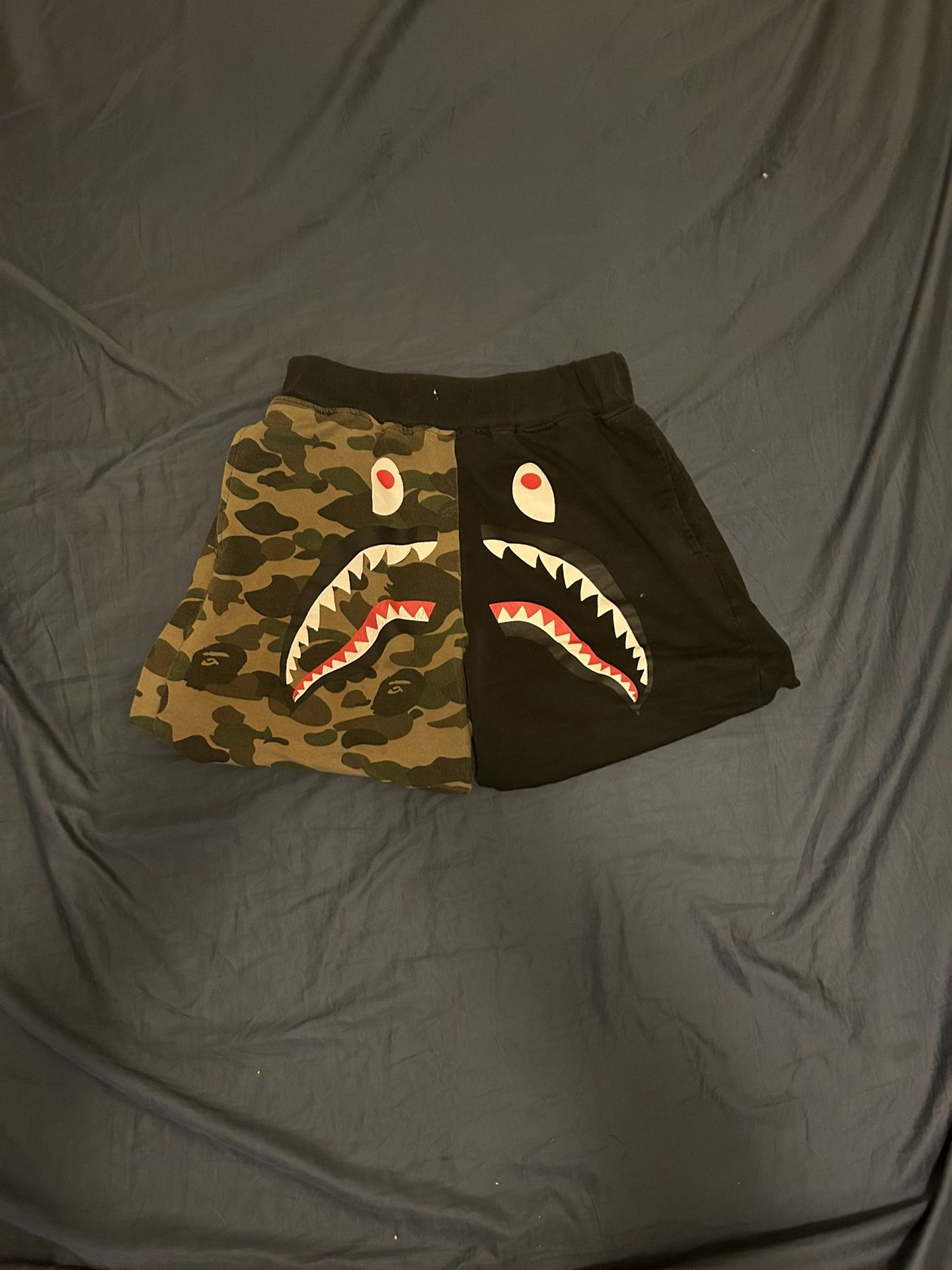 medium black and camo bape shorts 