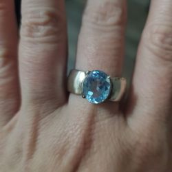 Sterling Silver Gemstone Ring Blue Topaz