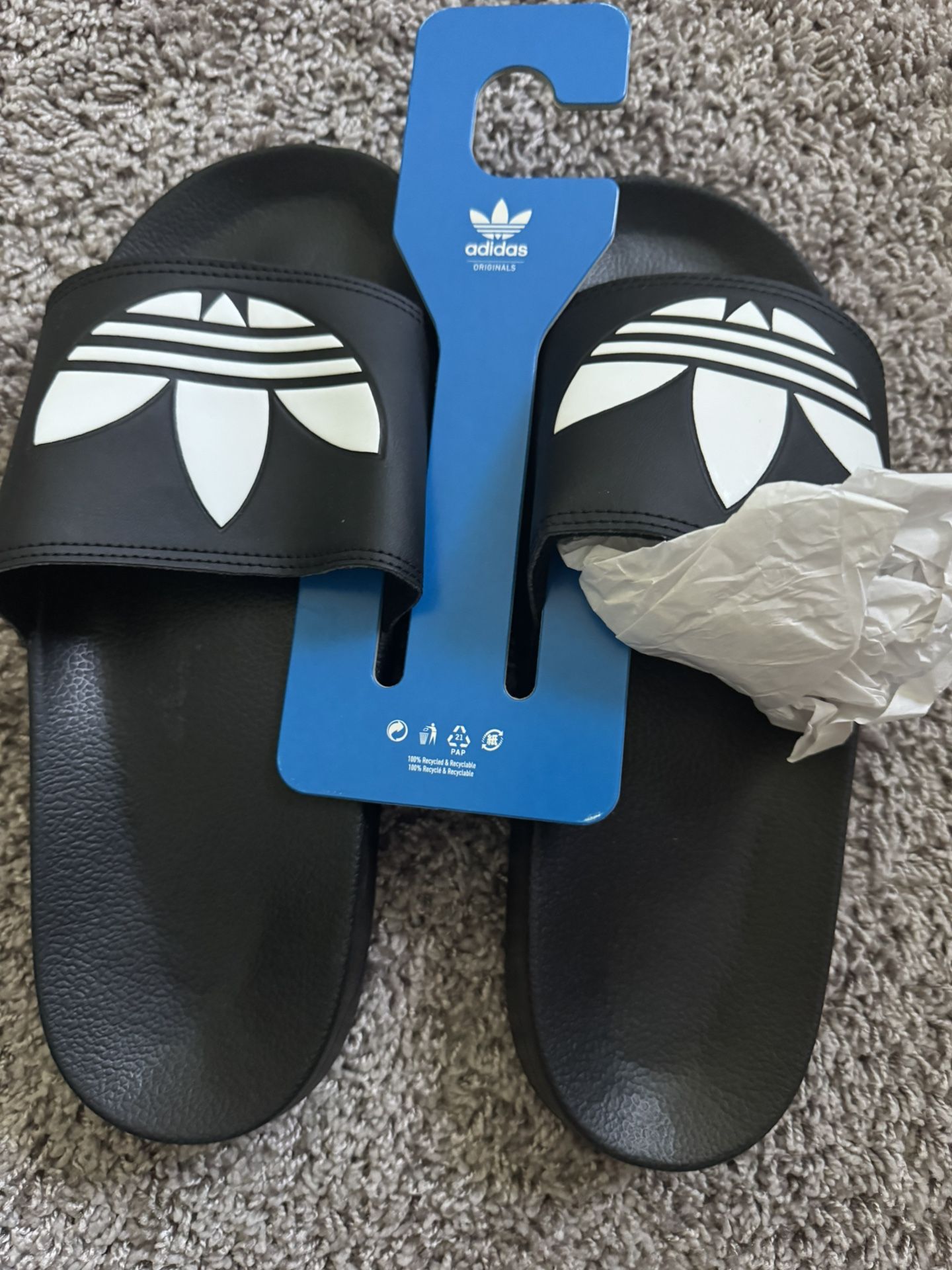 Brand New Adidas Adilette Lite Slides – Black/White, Size US 9