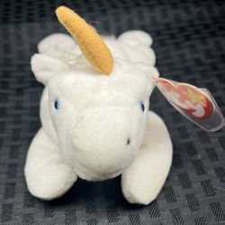 1994 Ty Beanie Baby Mystic Unicorn with a Tan Horn and Yarn Mane (ERRORS)