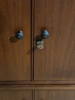 Set of old wooden keyed cabinets with wheels
