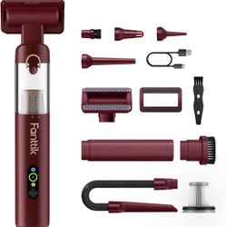 Fanttik Slim V10 APEX Cordless Car Vacuum, 4-in-1 Handheld Vac (Red) 19kPa Suction Power, Upgraded Smart Digital Display, 2 Suction Modes for Car, 3D 