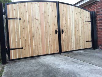 Metal swing gate with wood.