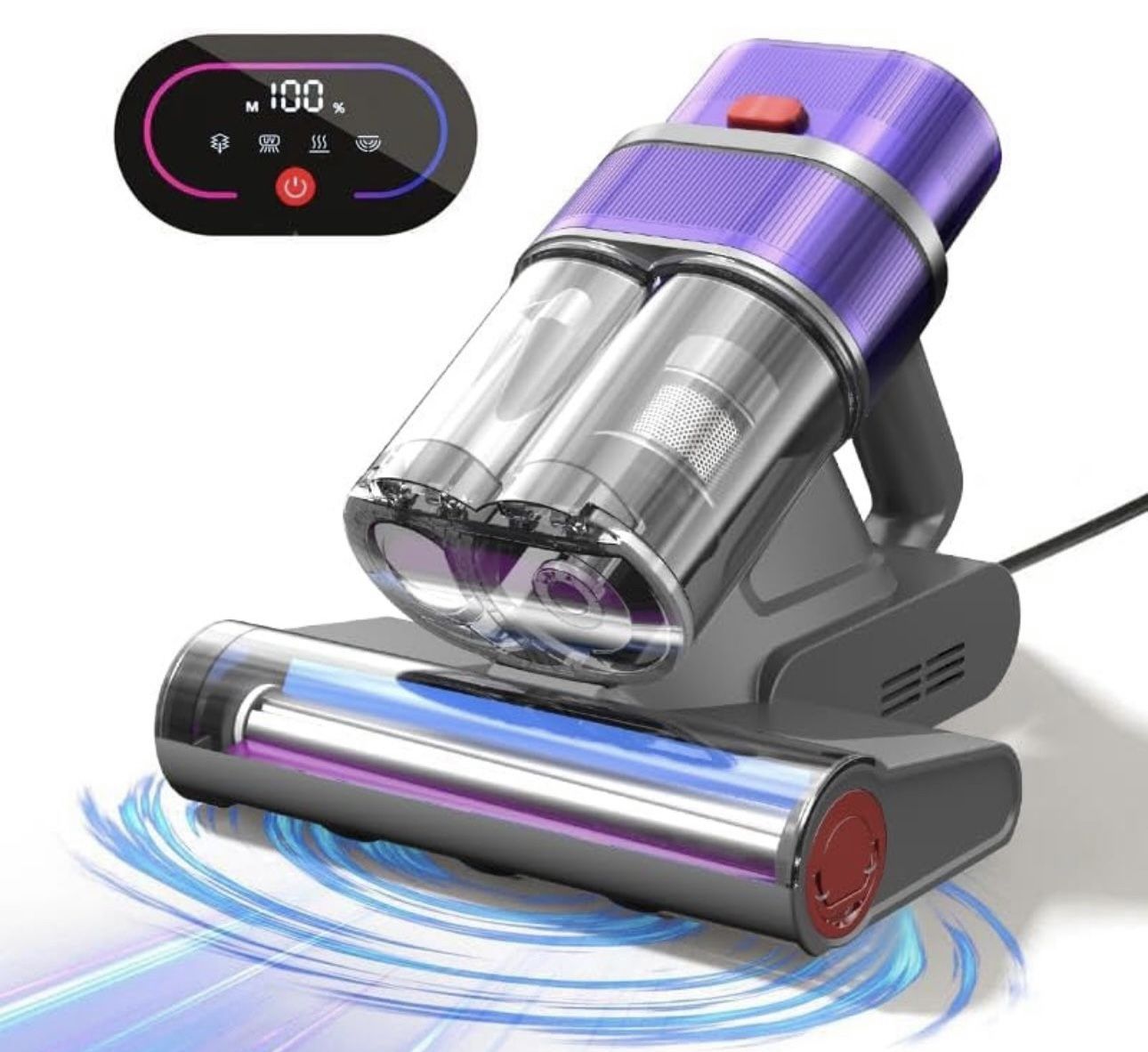 Mattress Vacuum Cleaner with Dust Smart Sensor, Bed Vacuum Cleaner with UV Light& Hot Wind, 16Kpa Suction 500W & 45000Rpm BrushRoll Rotation & Ultraso