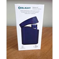 OLIGHT Baton 4 Rechargeable Flashlight & Charging Case Regal Blue, New