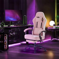 D0129 Gaming Chair with Linkage Armrests, Video Game Chairs with Pocket Spring Cushion, Ergonomic Computer Silla Gamer Office Desk Chair with Footrest
