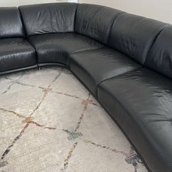 Oversized Black 100% Leather Sectional