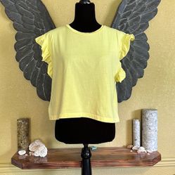 Zara Crop Top With Ruffled Sleeves 