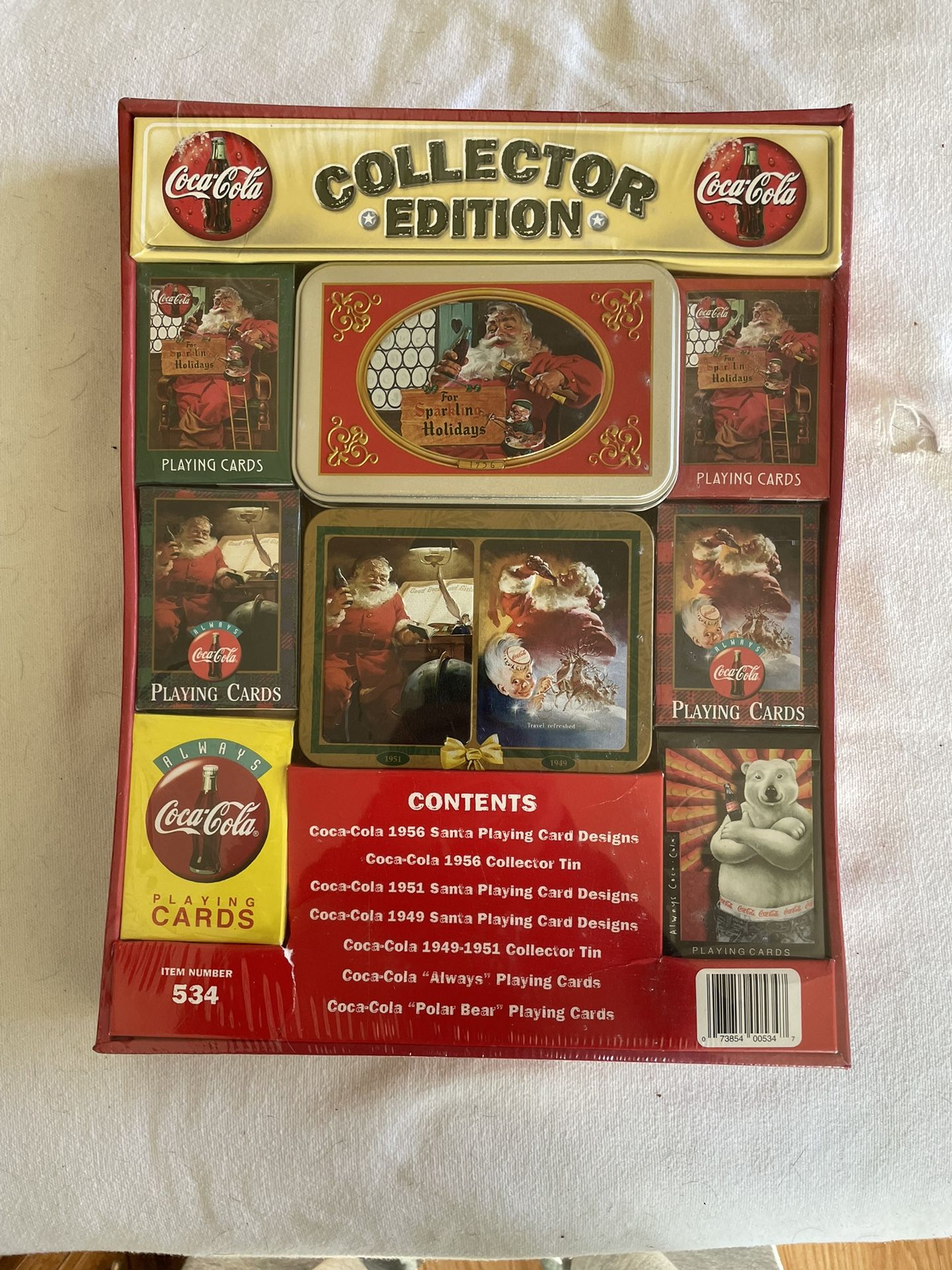 Vintage Coca Cola Collector Edition Playing Cards And Tin #534