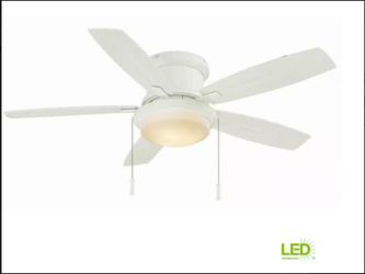 Hampton Bays "Roanoke" 48 in. LED Indoor/Outdoor Matte White Ceiling Fan - (Brand New)