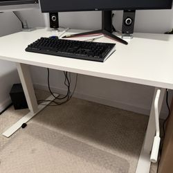 IKEA TROTTEN Manual Sit/Stand Desk – White – 47”x27”