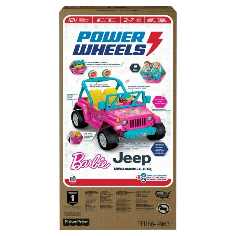 Fisher Price Power Wheels Barbie Jeep Wrangler with Music and
