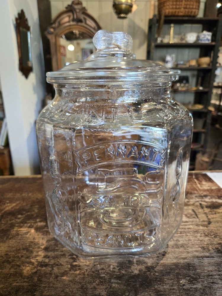 vintage Planters Pennant Salted Peanuts glass jar