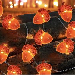13 Ft 50 LED Fall Decor Acorn String Lights Fall Decorations for Home,Fall Thanksgiving Decorations Lights Battery Powered w/Remote for Thanksgiving A