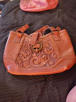 Brown leather etched  b.o.c
