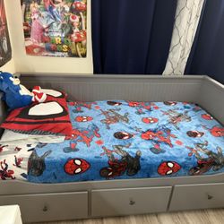 Gray Double Twin Size Bed Frame (only)