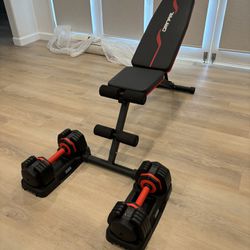 55lb Adjustable Dumbbell with Bench