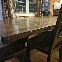 Wooden dining table with 6 chairs