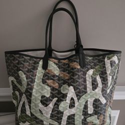 Goyard Goyardine Saint Louis Graffiti Tote Bag Handbag Purse With Wallet And MAGNETIC CHARM