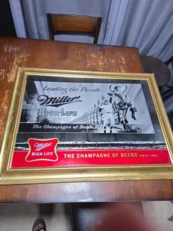 Vintage Miller High Life Leading The Parade Mirror Bar Sign RARE