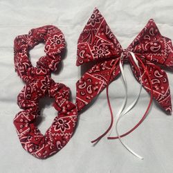 Hair Bow And 2 Scrunchies Western Print-creations251