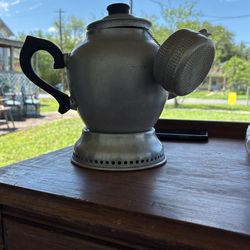 Vintage aluminum teapot with strainer