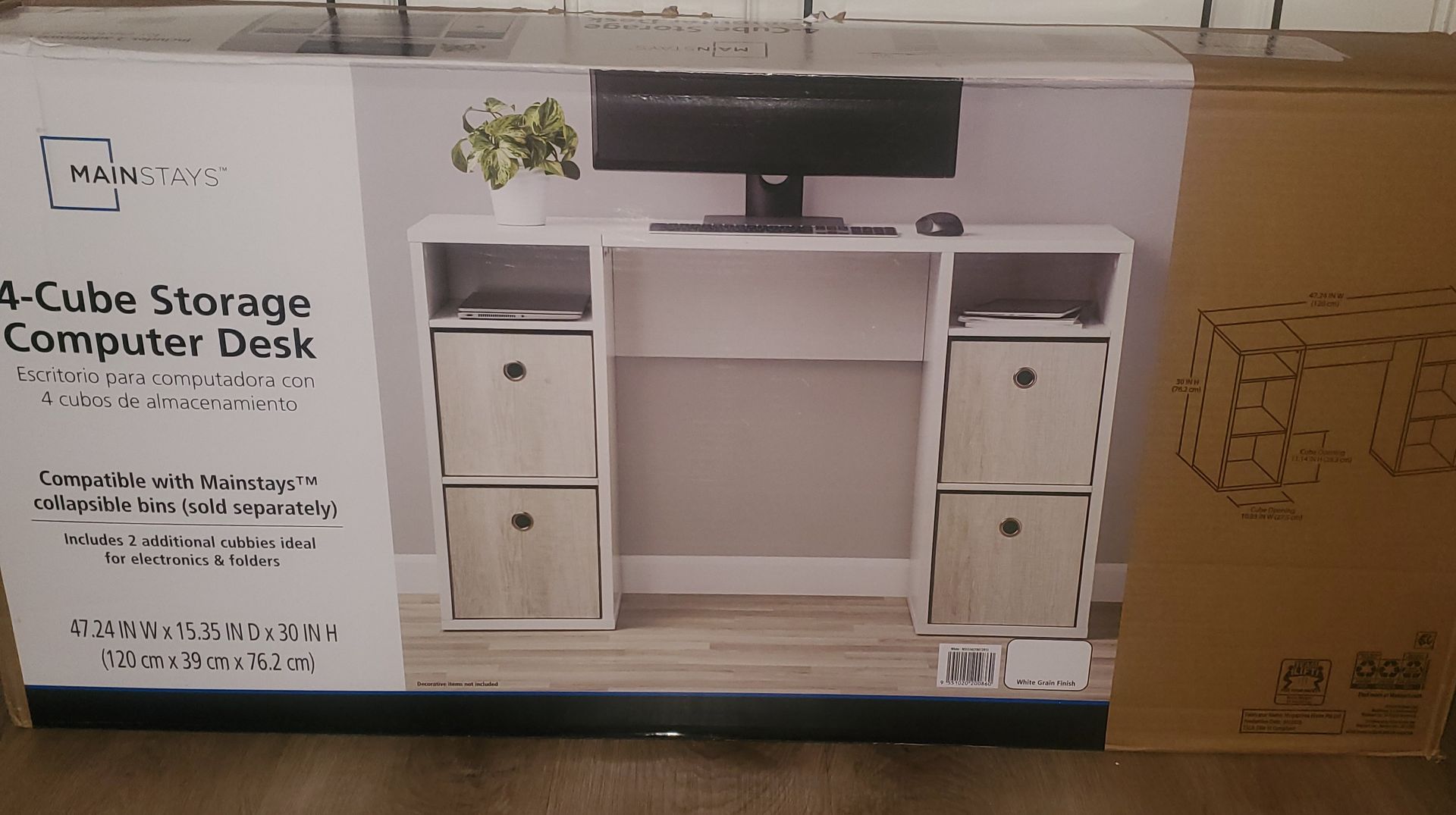 4-Cube Storage Computer Desk.