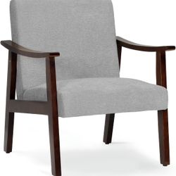 Athena Collection Mid Century Modern Accent Chairs Gray Linen - New in Box